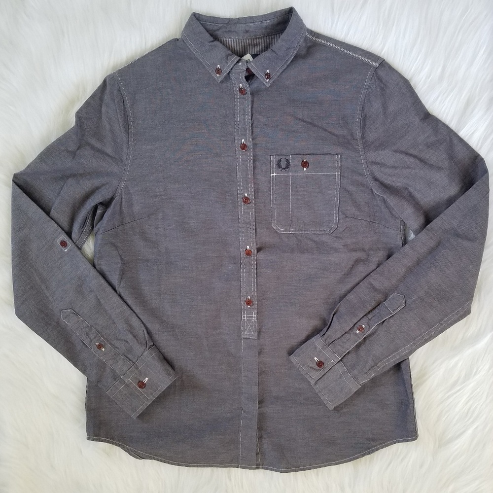 NEW Fred Perry Size 4 Long Sleeve Button Down